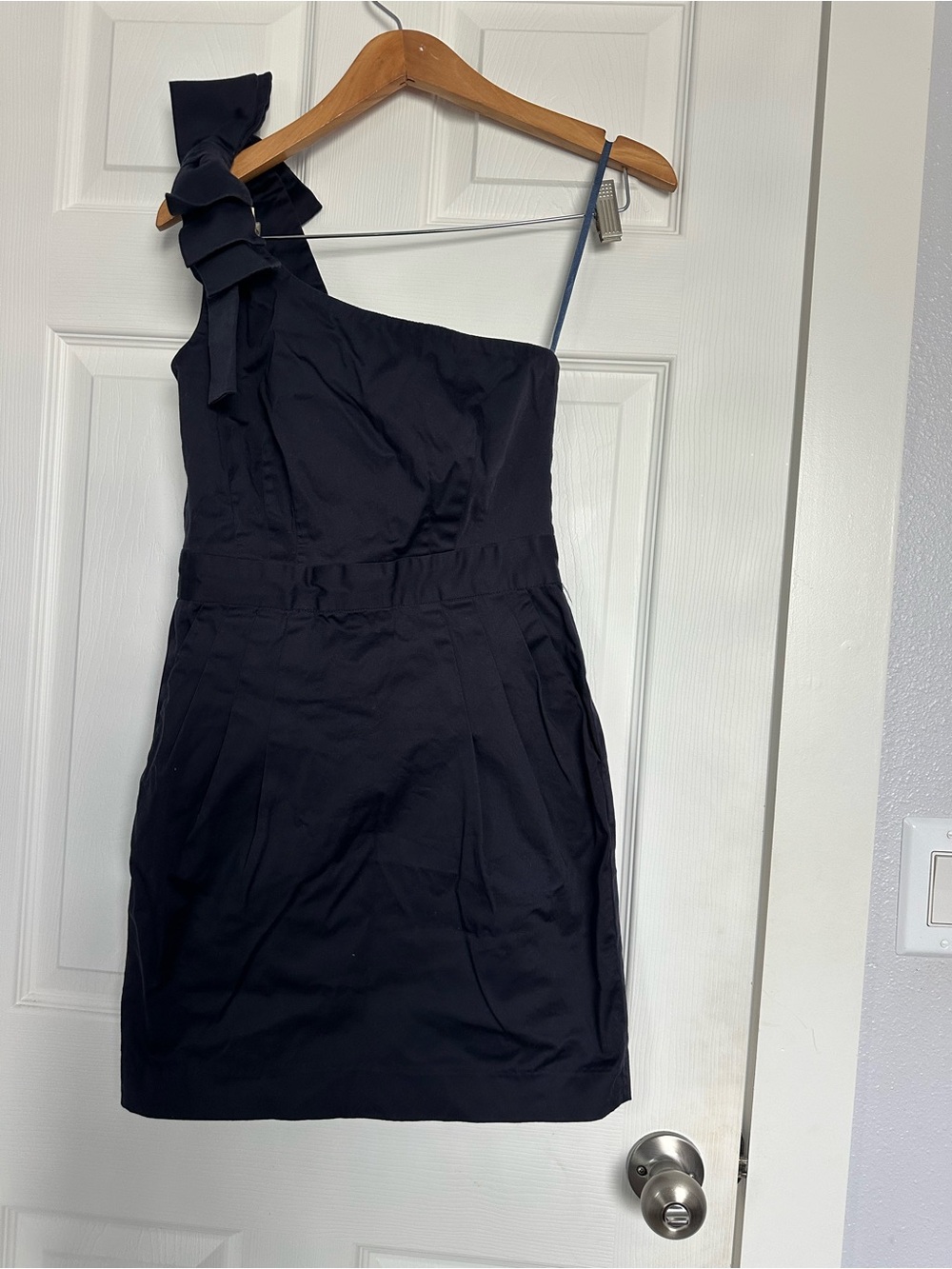 French Connection One-Shoulder Black Dress with Bow Detail